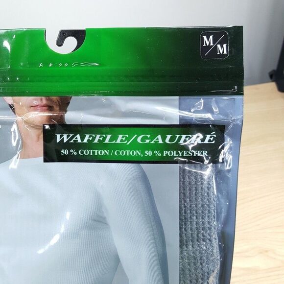 STANFIELDS Shirt Mens Medium Gray Cotton Blend Waffle Knit Base Layer Top - Picture 3 of 7